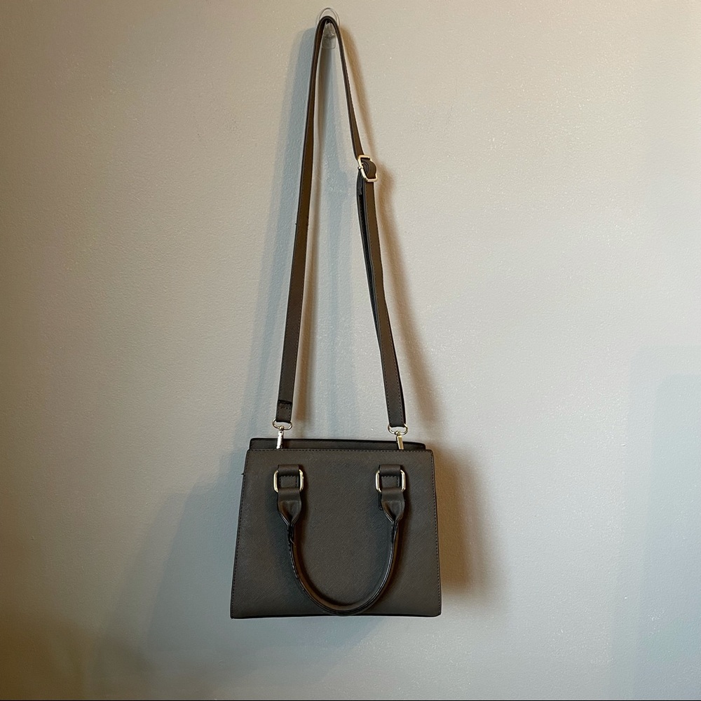 call it spring dark grey shoulder bag